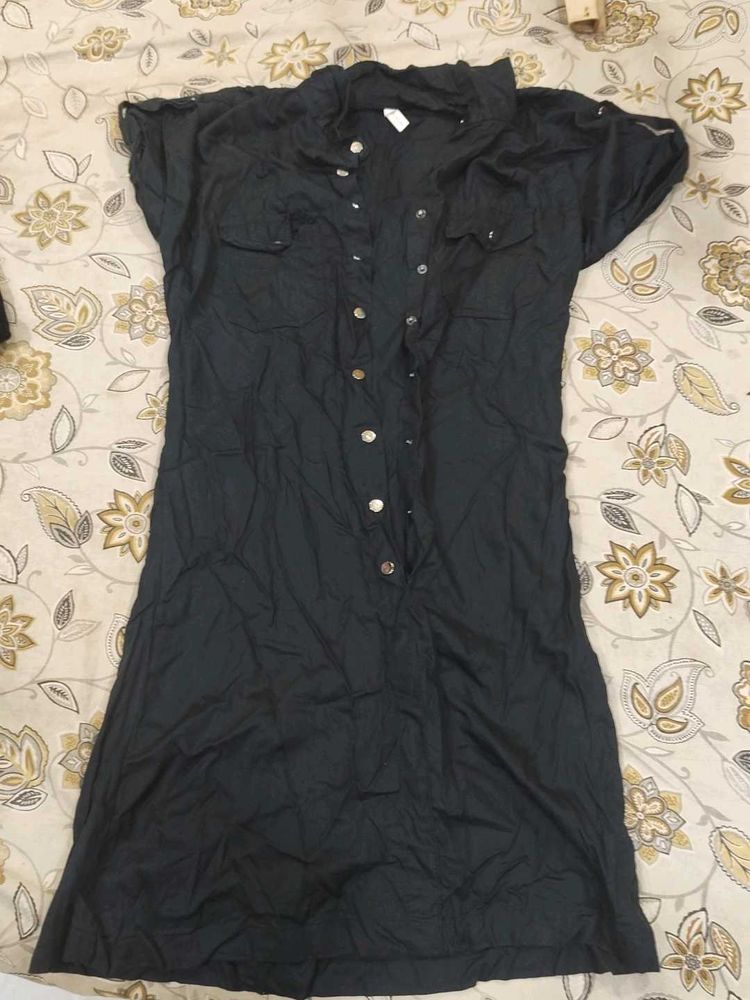 Chic Black Button-Down Dress