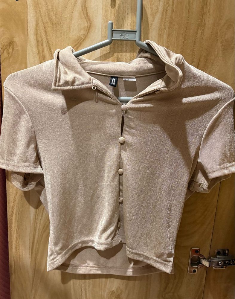 Collared Shimmer Top