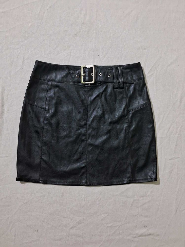 Black Belted Mini Skirt