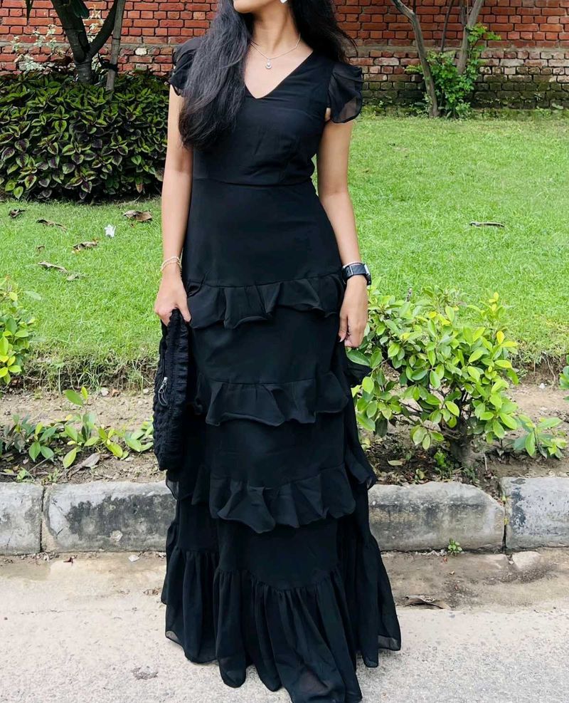 Black Ruffled Maxi Dress