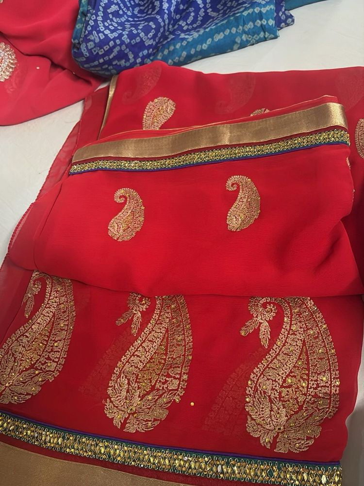 Elegant Red Paisley Saree