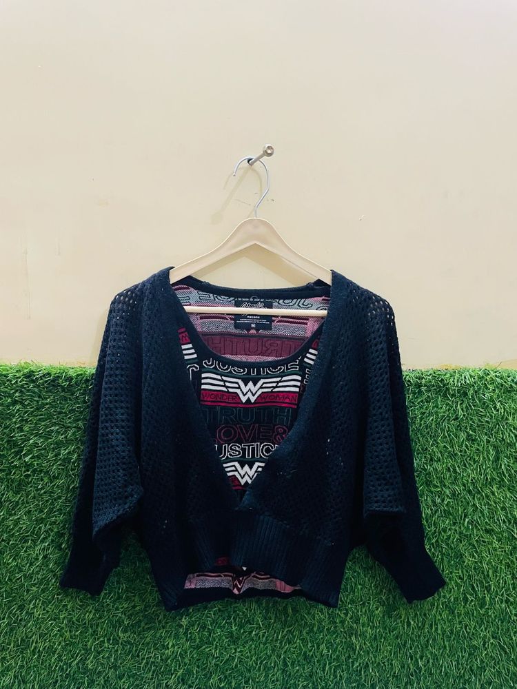 Madame Set Of 2 Woolen Tops For Girls