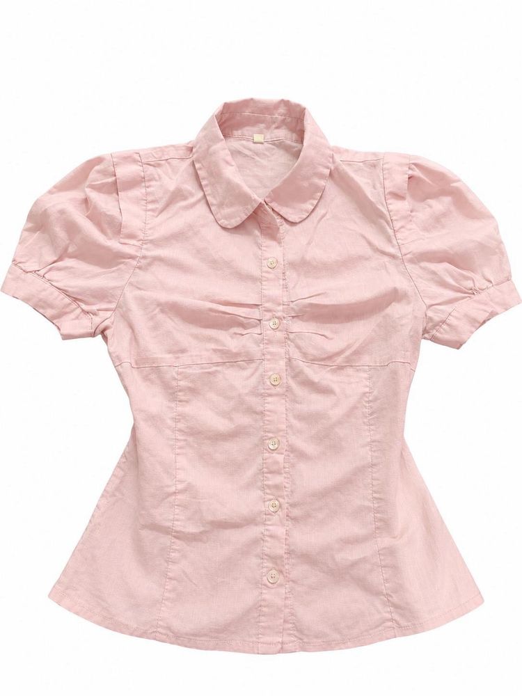 Cute Puff Sleeve Button-Up Blouse