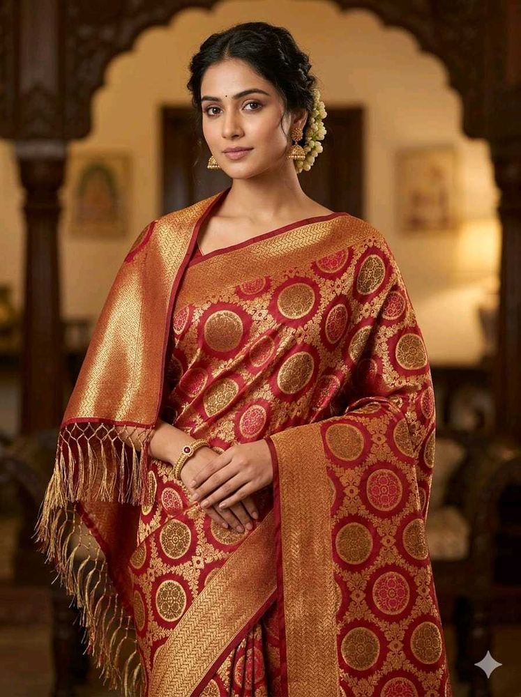 Stunning Red &amp; Gold Silk Saree