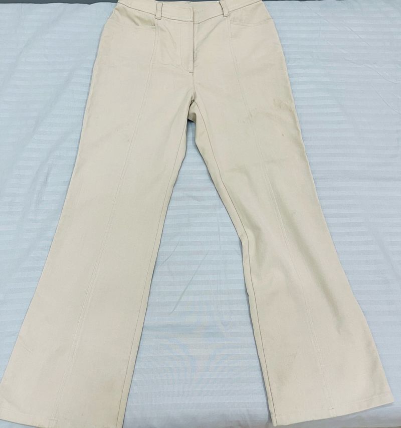 Cream Wide Leg Trousers