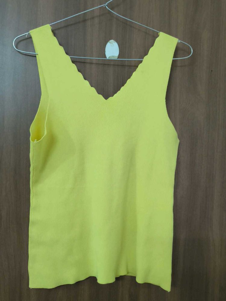 Lime Green V-Neck Sleeveless Top