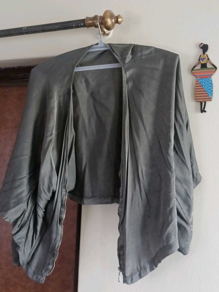 Elegant Grey Open Front Kimono