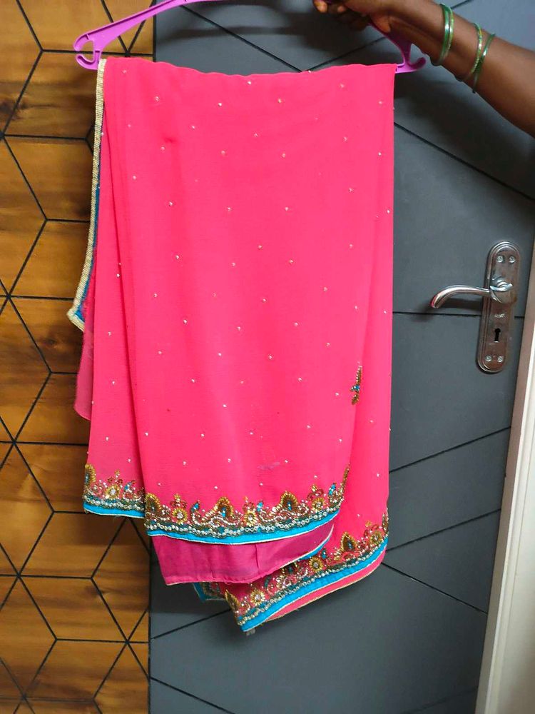 Beautiful Pink Embellished Saree