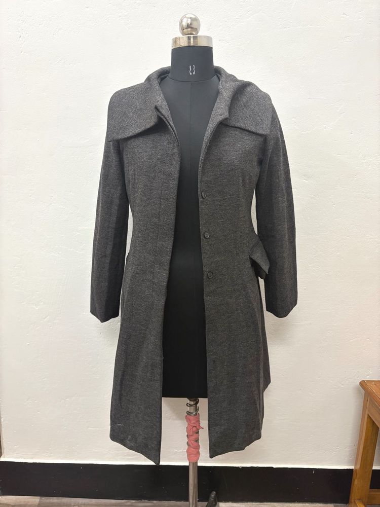 Elegant Gray Wool Blend Coat