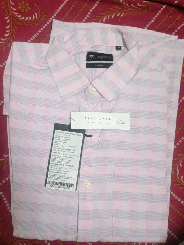 Men's Pink Striped Slim Fit Shirt