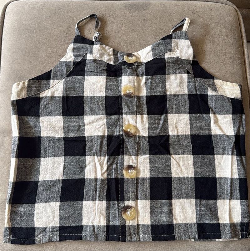 Gingham Button-Up Cami Top