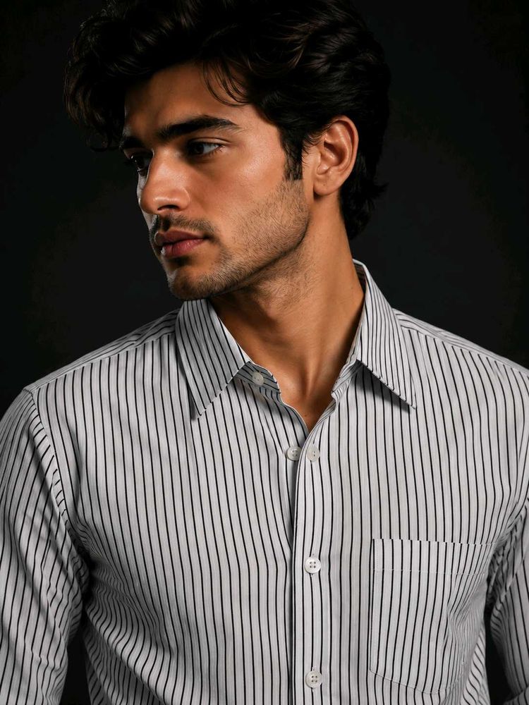 Men's Striped Button-Up Shirt