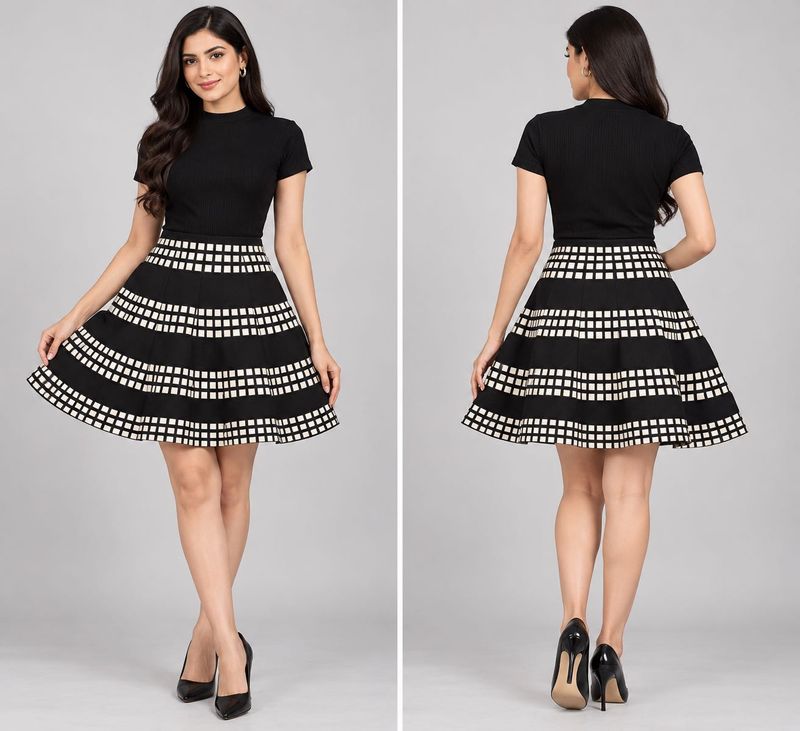 Chic Black &amp; White Patterned skirt