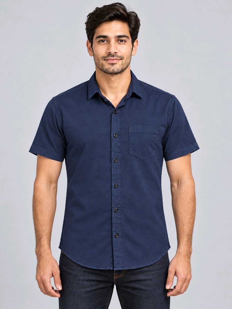 Men's Navy Blue Short Sleeve Shirt