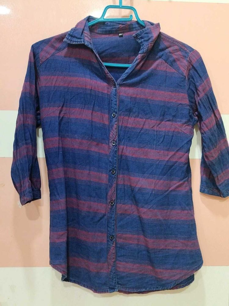 Striped Blue &amp; Violet Casual Shirt