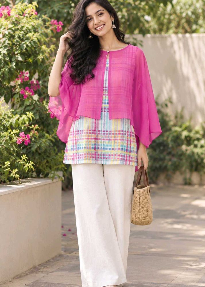AND Chic pink high-low sleeve top size 16