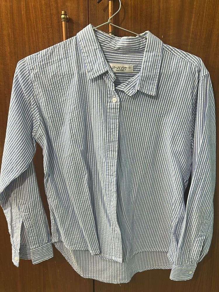 Blue Striped Button-Up Shirt