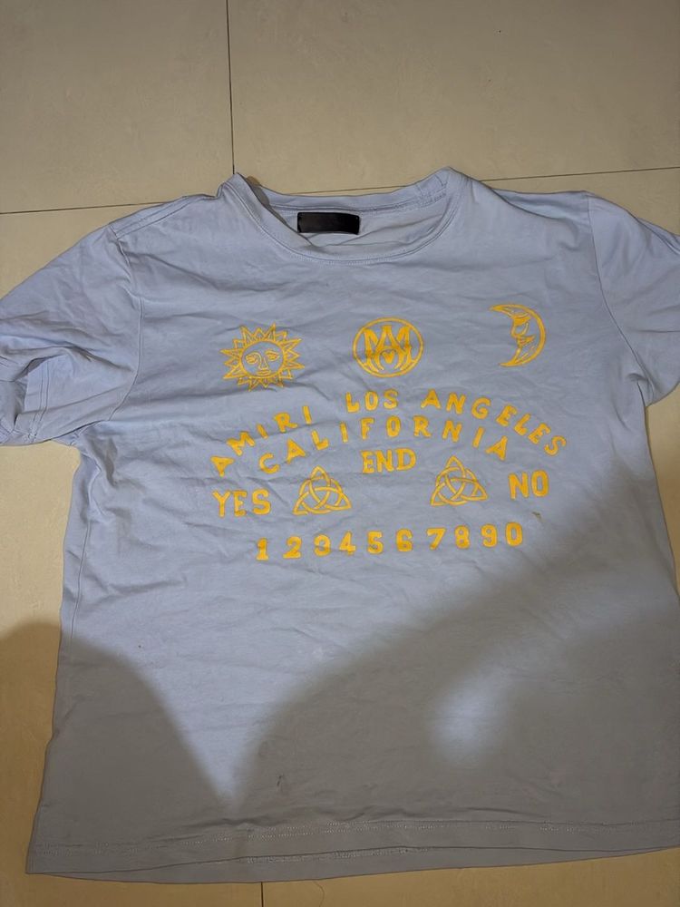 Amiri washed blue t shirt
