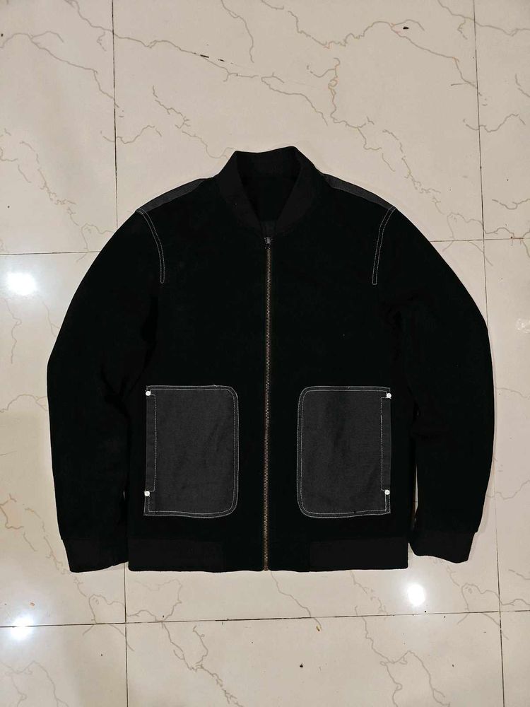 Men's Heavy Black Bomber Jacket