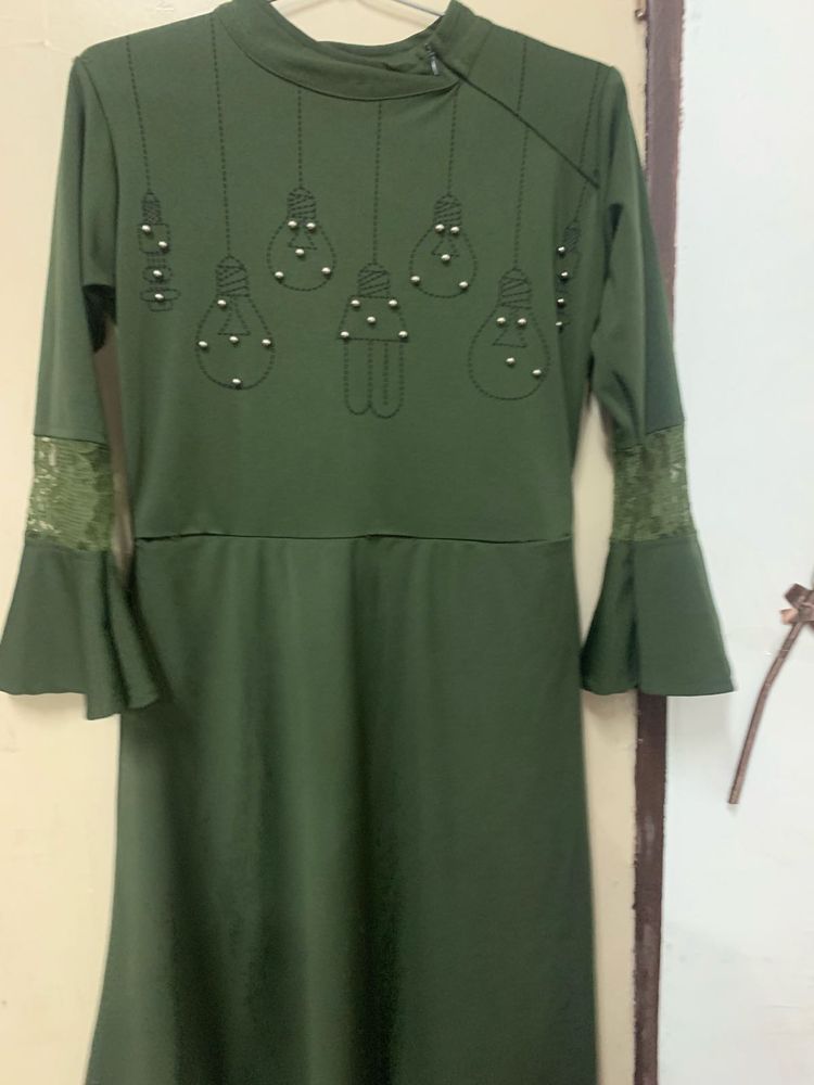 Green Gown with Bulb Print
