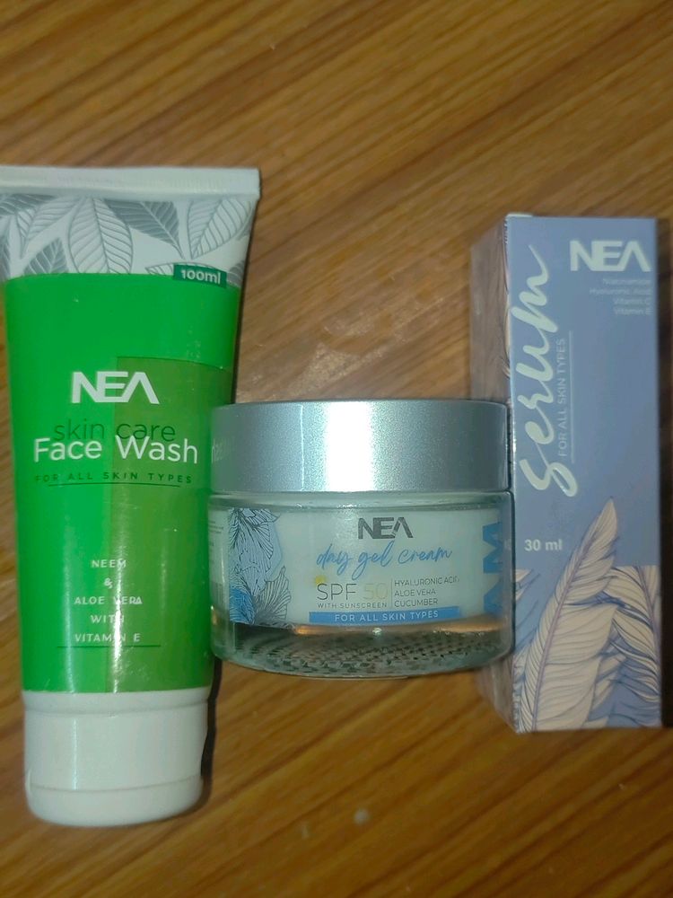 Nea Face Wash, Serum And Day Gel Cream Spf50