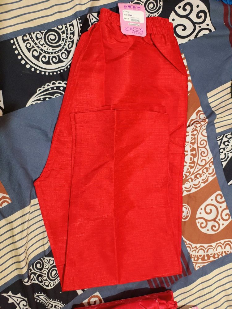 New Xxl Cigarette Pants👖Rusted Red Checked Type