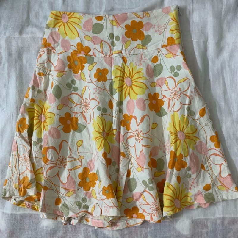 Vibrant Floral Print A-Line Skirt
