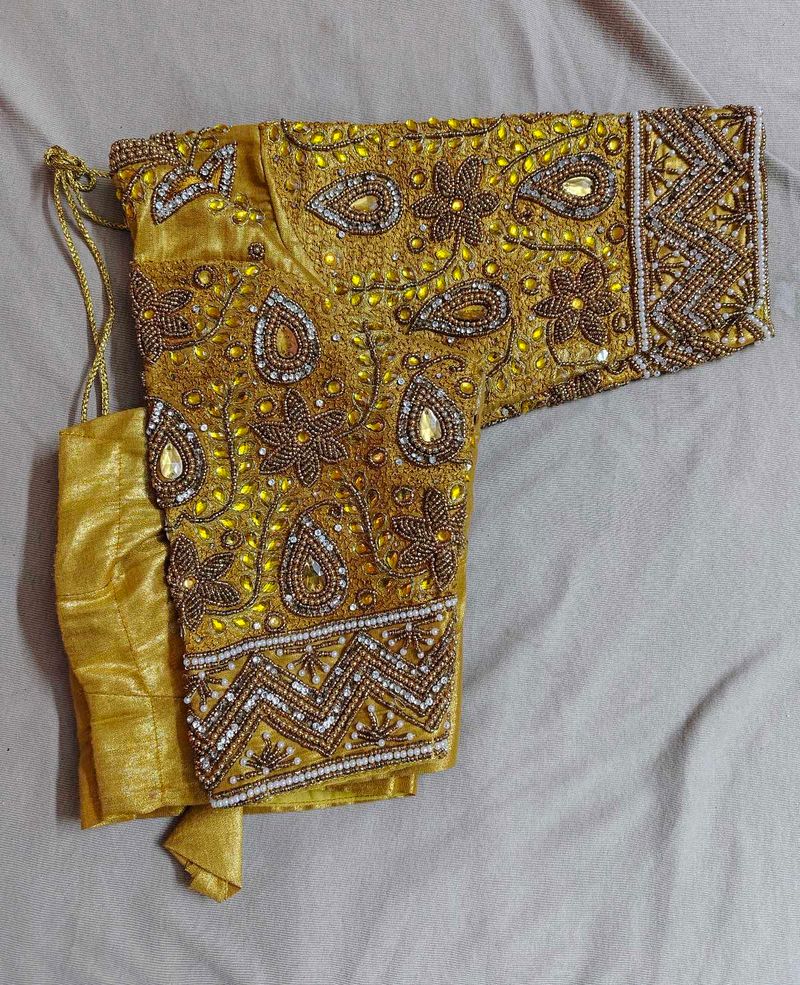 Exquisite Embellished Gold Blouse