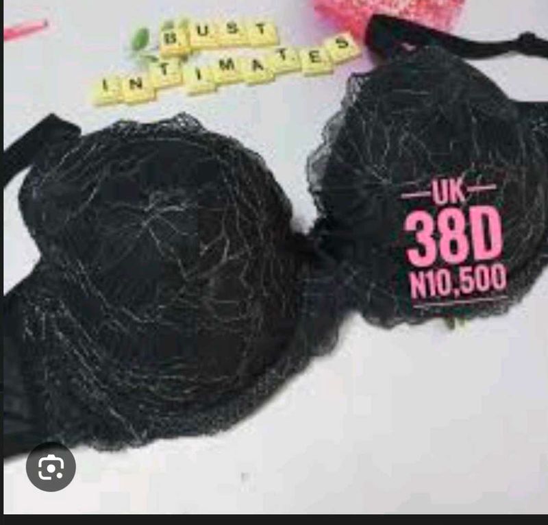 Black Lace Bust Intimates Bra with brief
