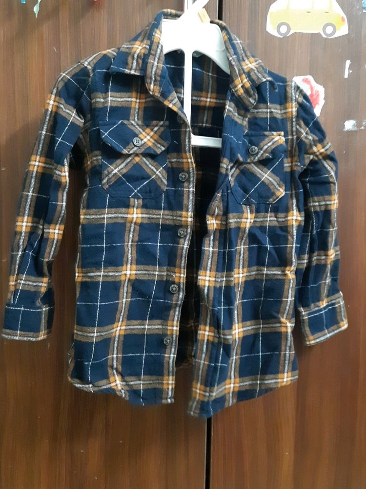 Thick Cotton Black And Brown Checked Shirt For Boys. Size - 24-36 Months/98Cm