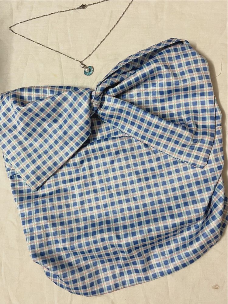 Blue Plaid Twist Top