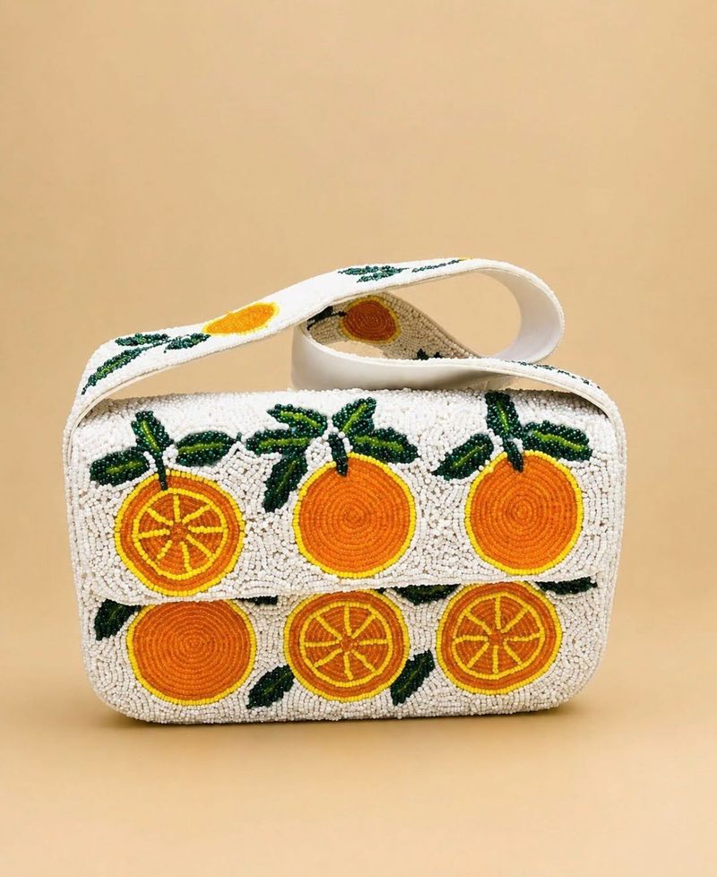 Beaded Orange Crossbody Bag