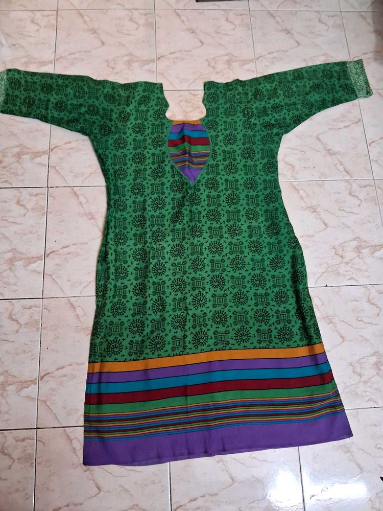 XL Pure Cotton 3pcs Kurti Set