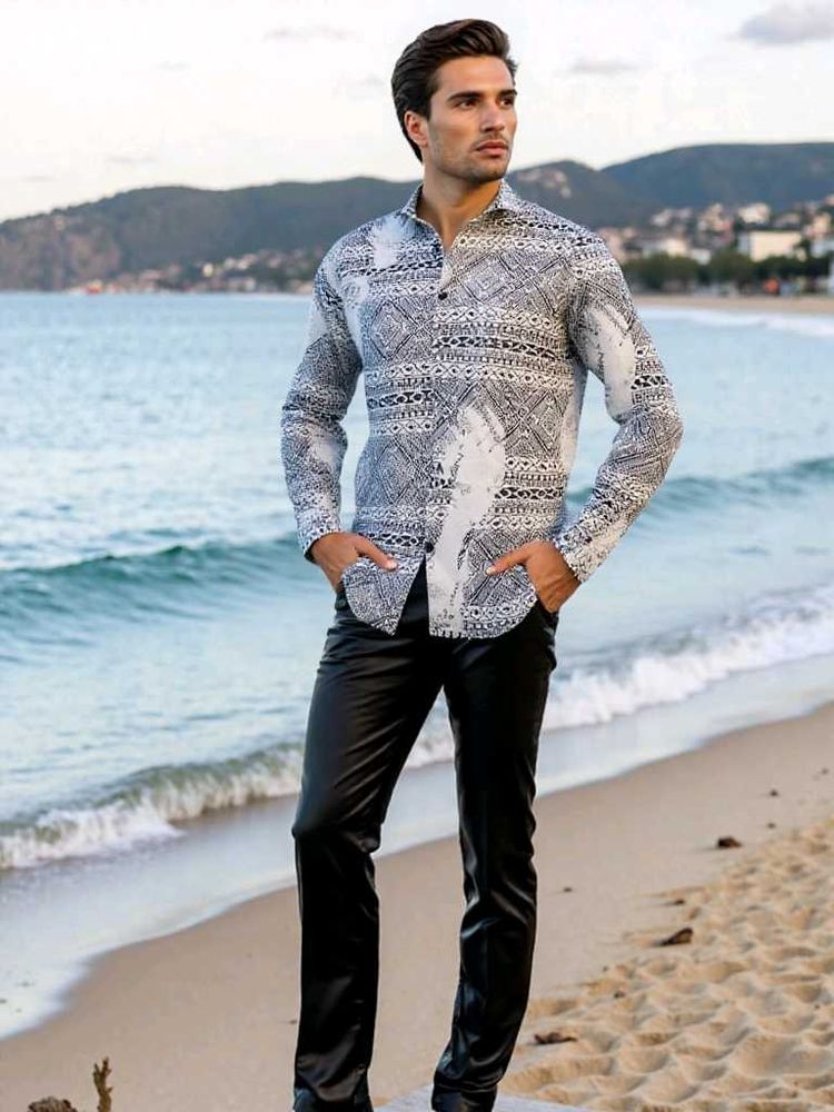 Patterned Button-Down Shirt