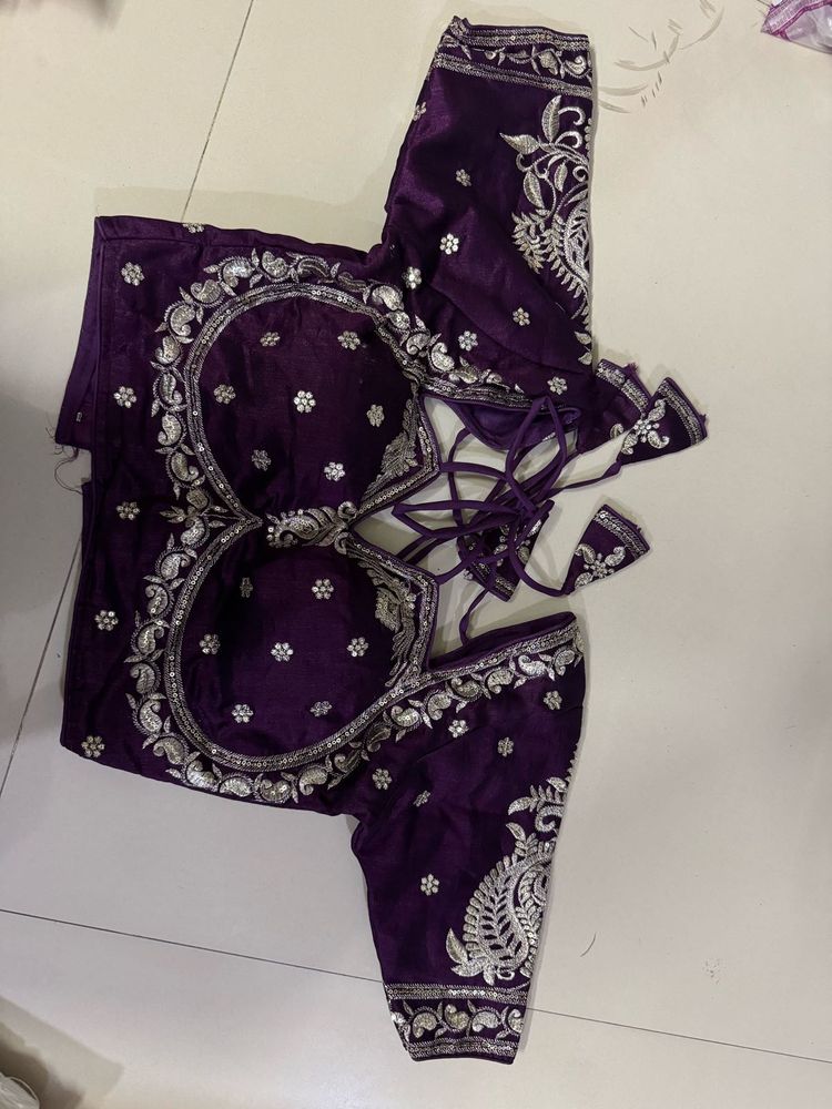 Elegant Embroidered Purple Blouse