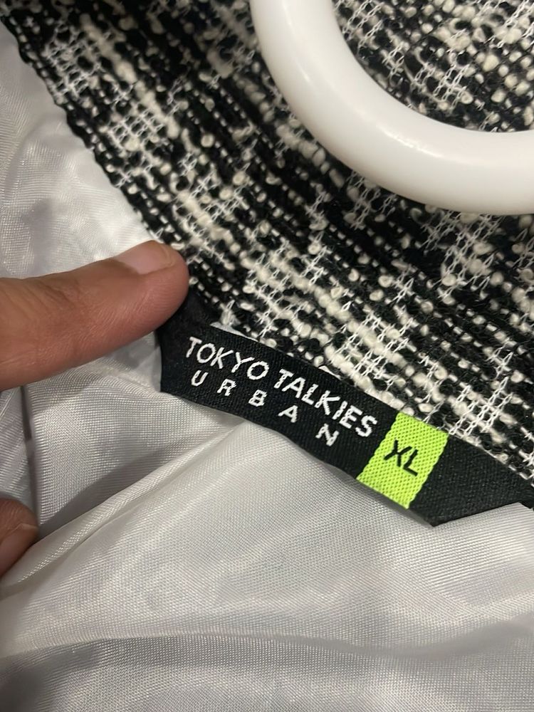 Tokyo Talkies Black &amp; White Textured Jacket