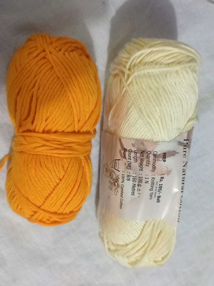 2 Skeins Yarn - Orange &amp; light Yellow