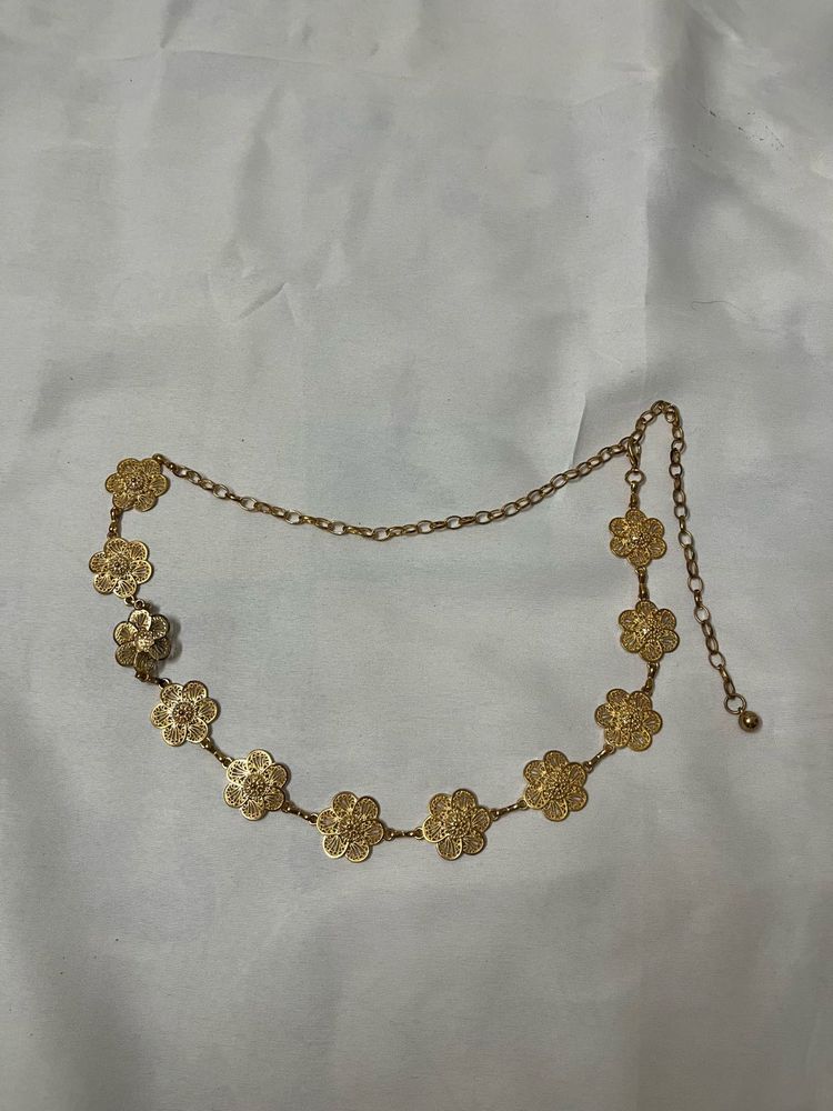 Elegant Gold Flower Chain Belt/Kamarbandh
