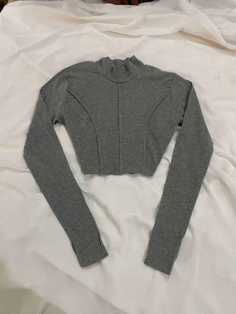 Grey Turtleneck sport Top
