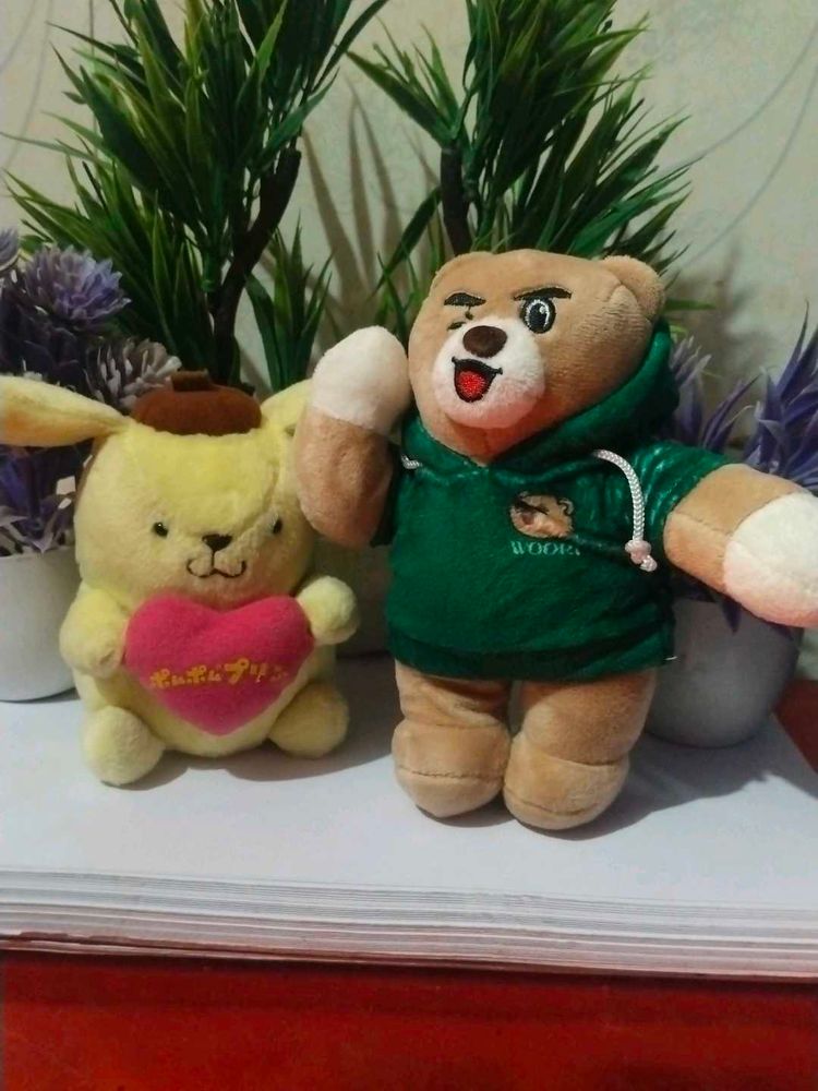Cute Teddy Bear &amp; pomporin plush (set of 2)