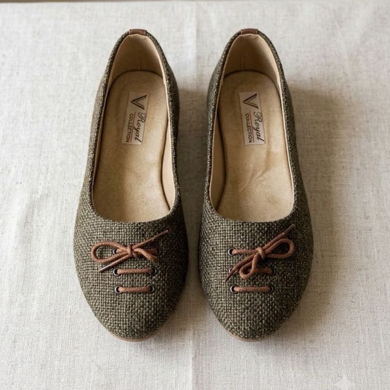 Tweed Lace-Up Flats