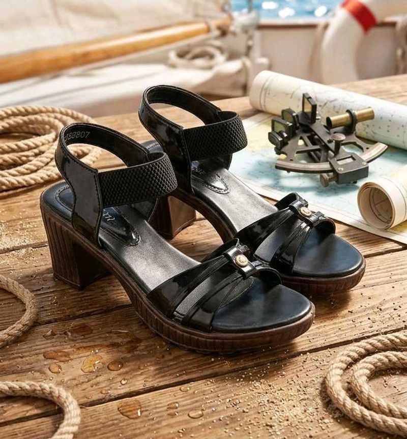 Stylish Black Patent Sandals