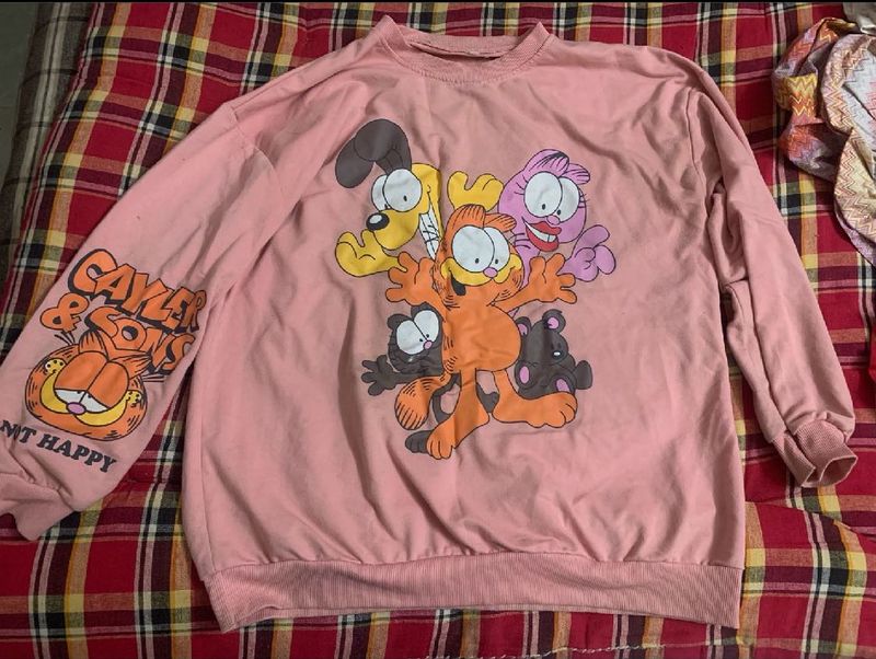 Pink Garfield Graphic Sweatshirt