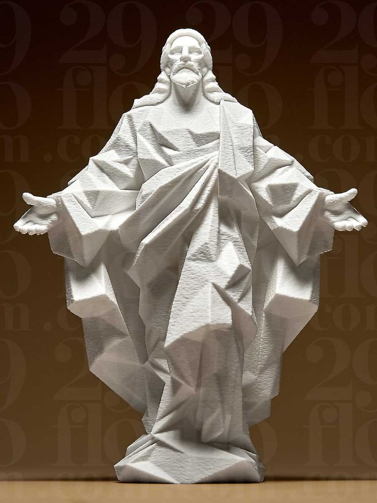 Geometric Jesus Statue white 3d printed