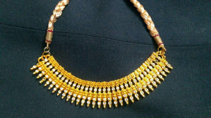 Party wear golden chokar necklace