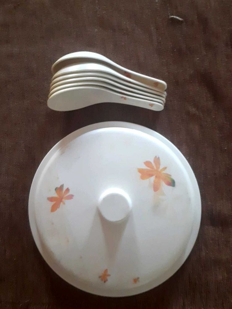 Vintage Floral Serving lid with Spoons