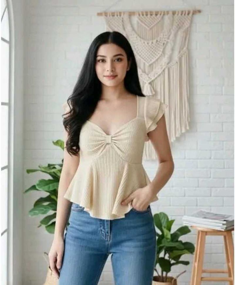 Chic Bow Detail Peplum Top