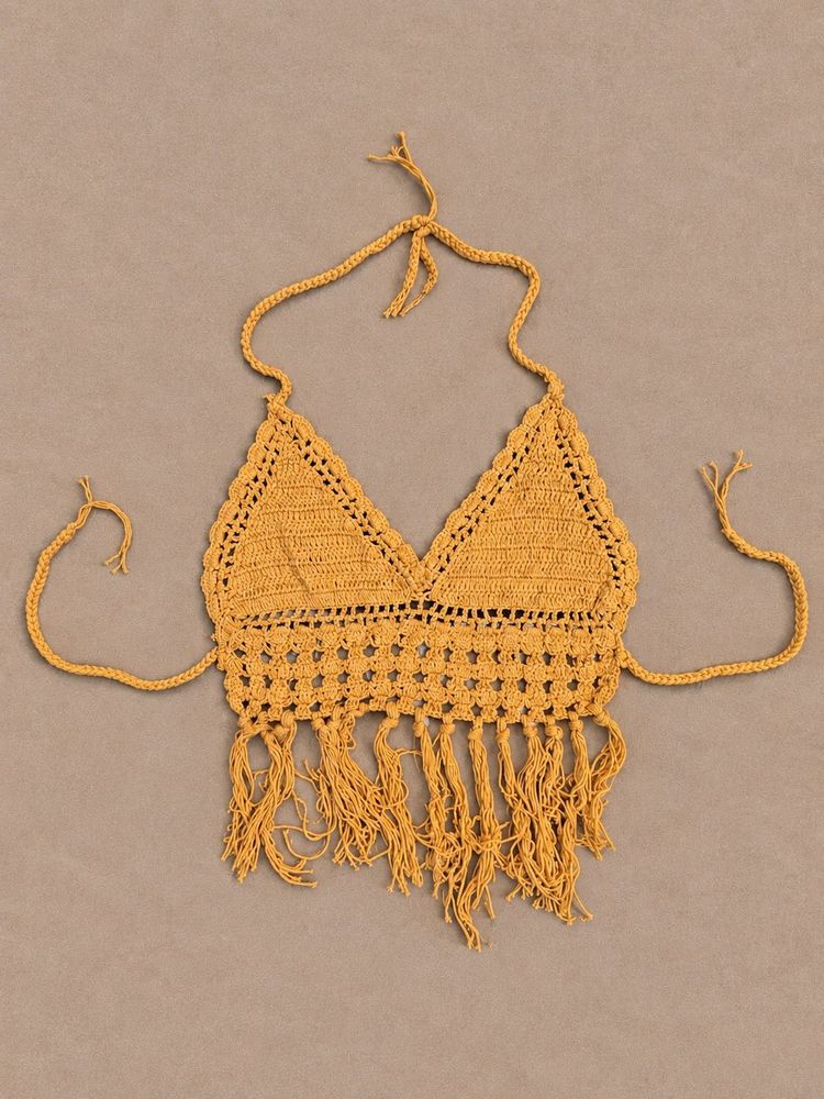 Crochet Crop Top with Fringe