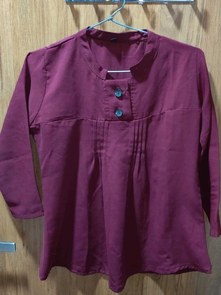 Maroon Button-Up Kurta
