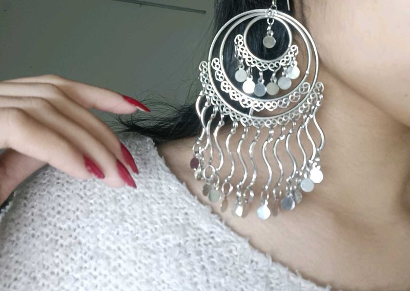 Silver Boho Dangle Earrings